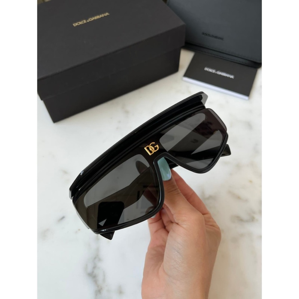 Dolce & Gabbana Oversized Black Shield Sunglasses - Picture 13 of 14